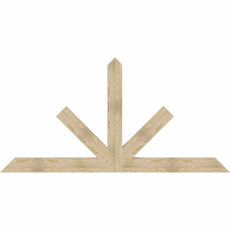 Ekena Millwork Saratoga Rough Sawn Timber Gable Bracket, Douglas Fir, 96"W x 48"H x 4"D x 6"F, 12/12 Pitch GBW096X48X0406SAR00RDF